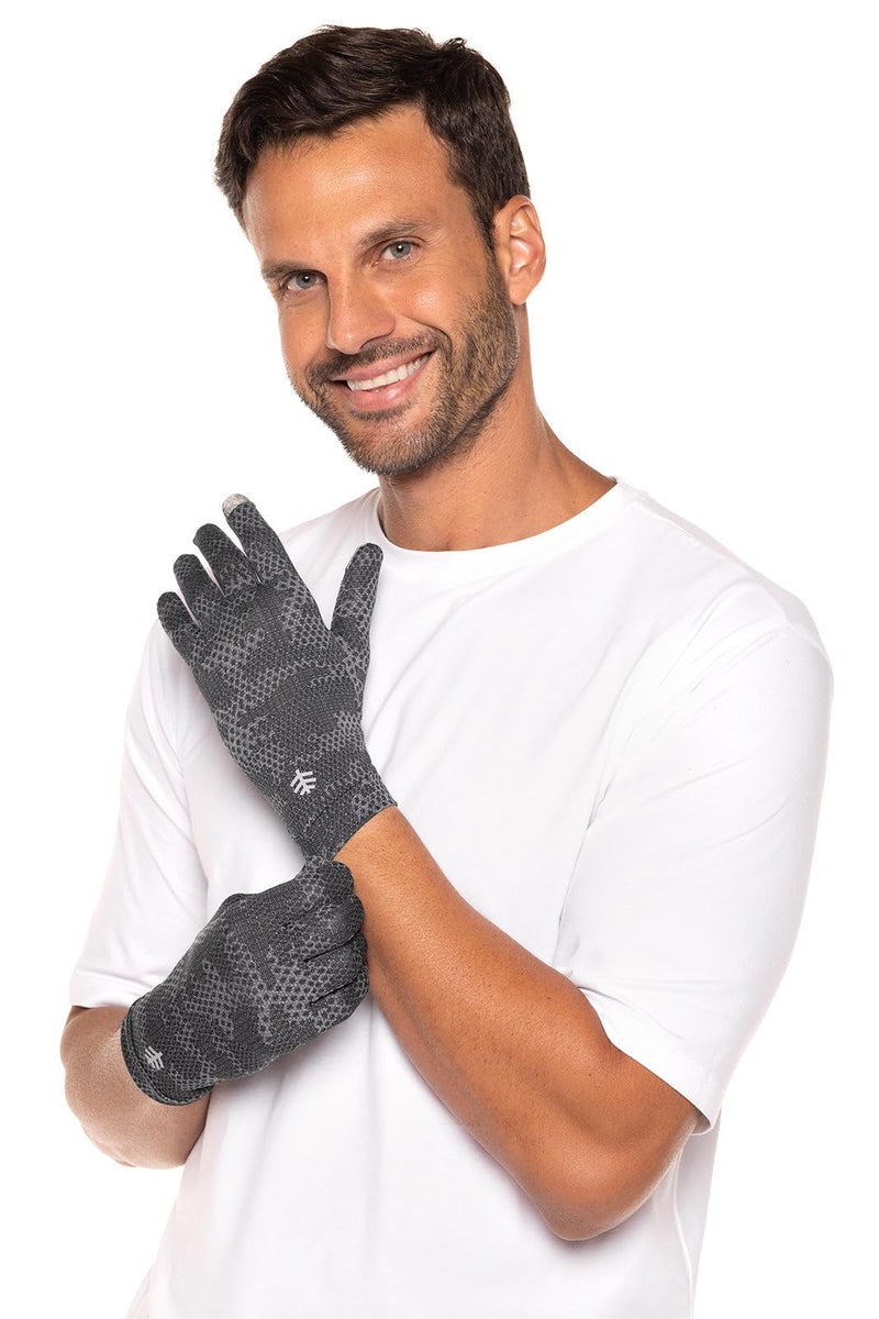 Coolibar Full Finger UV Sun Gloves - UPF 50+ Sun Protection - Gannett in Charcoal Coolibar Camo - Image 2